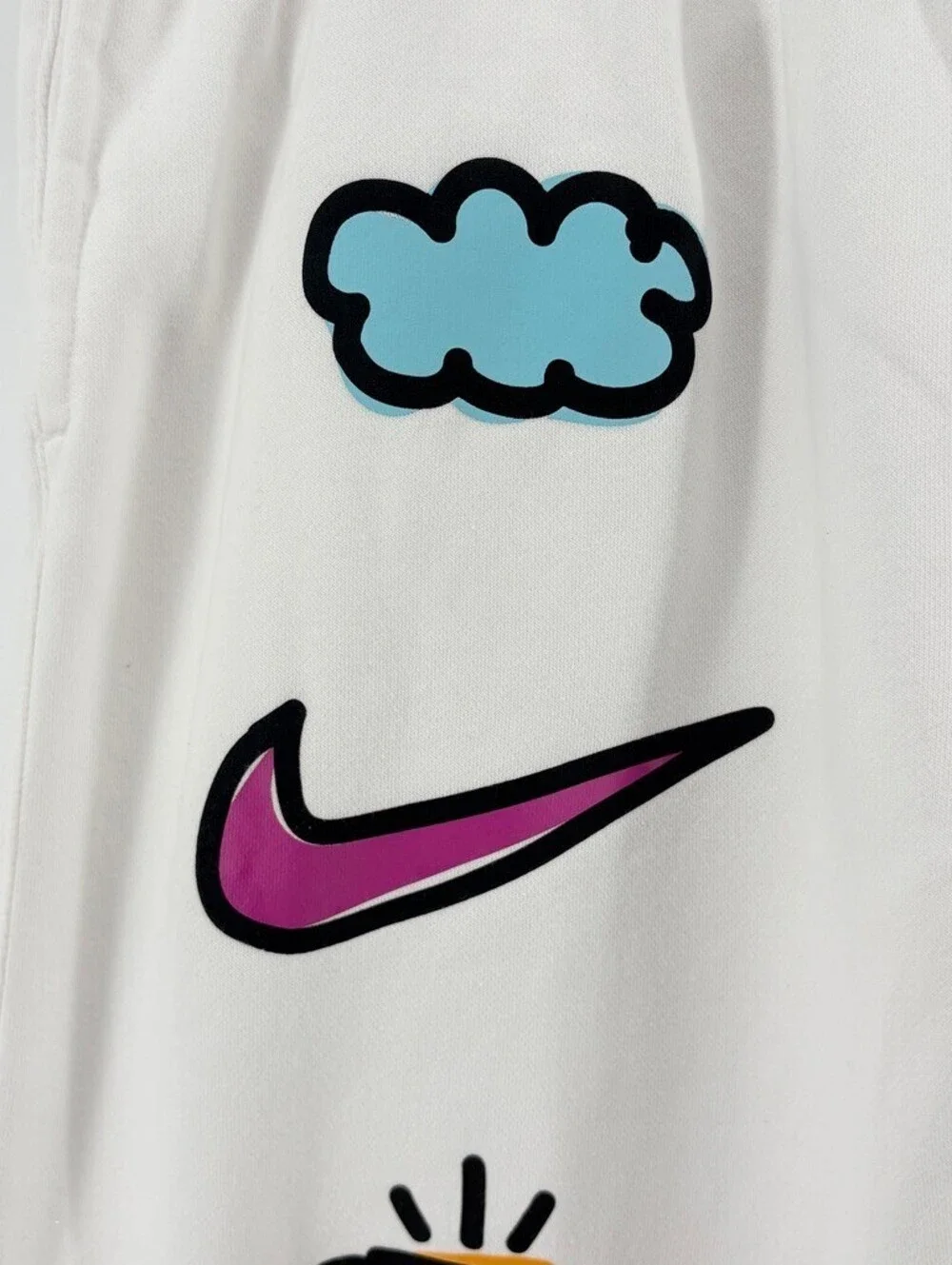 Nike Sportswear Doodleglyph Graphic White Fleece Jogger Sweatpants XXL